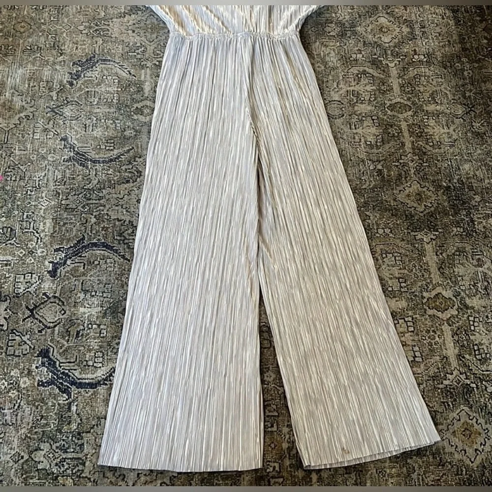 See and Be Seen Metallic Pleated Jumpsuit, Metallic Gold, Baltic Born - Picture 4 of 6